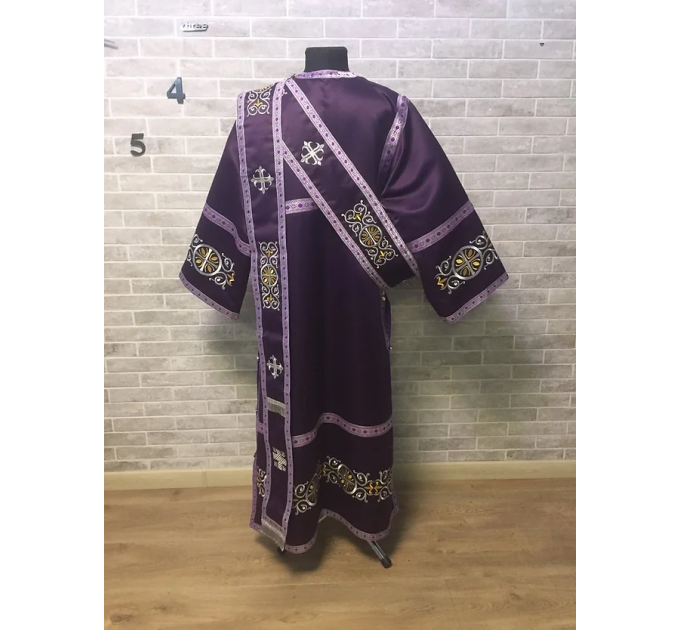 Deacon's embroidered vestment - Stichar and orar with silver embroidery