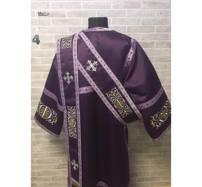Deacon's embroidered vestment - Stichar and orar with silver embroidery