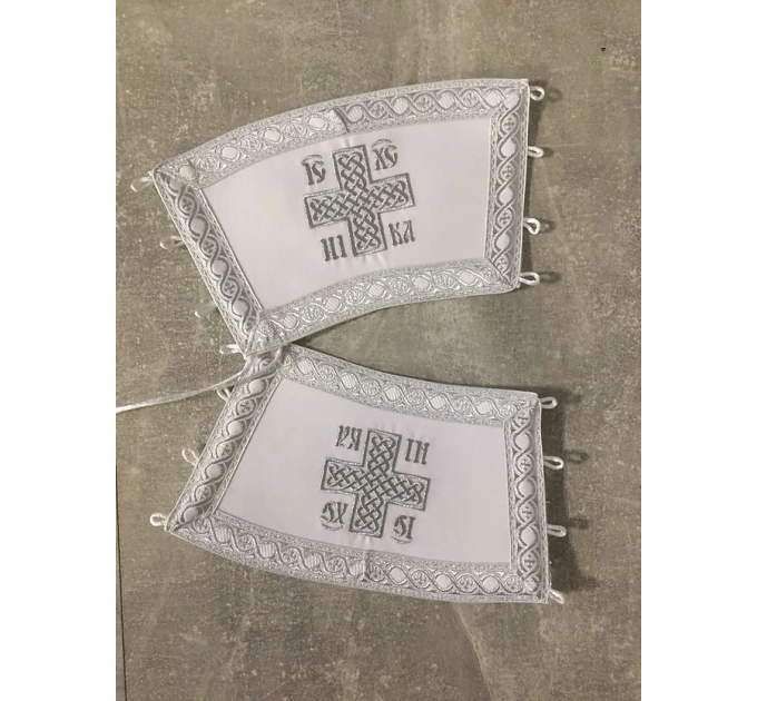 Deacon's embroidered vestment - Stichar and orar with silver embroidery