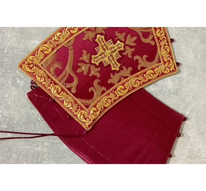Burgundy deacon's liturgical Orthodox Vestment -Sticharion and orar