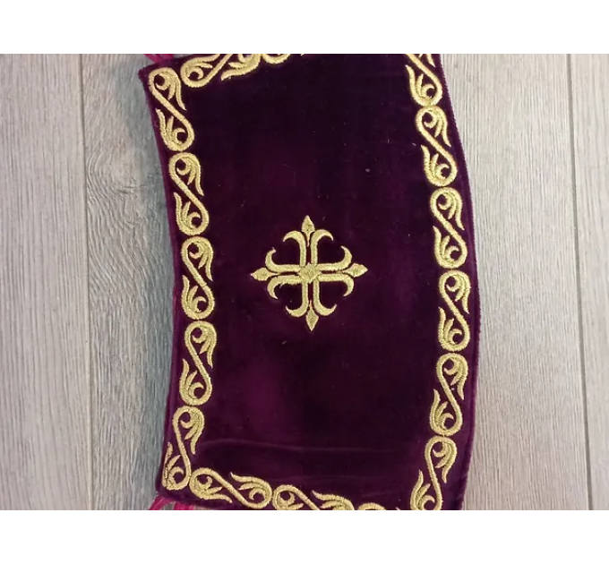 Combined velvet and brocade Deacon's vestments set - Deacon's alb - Orthodox