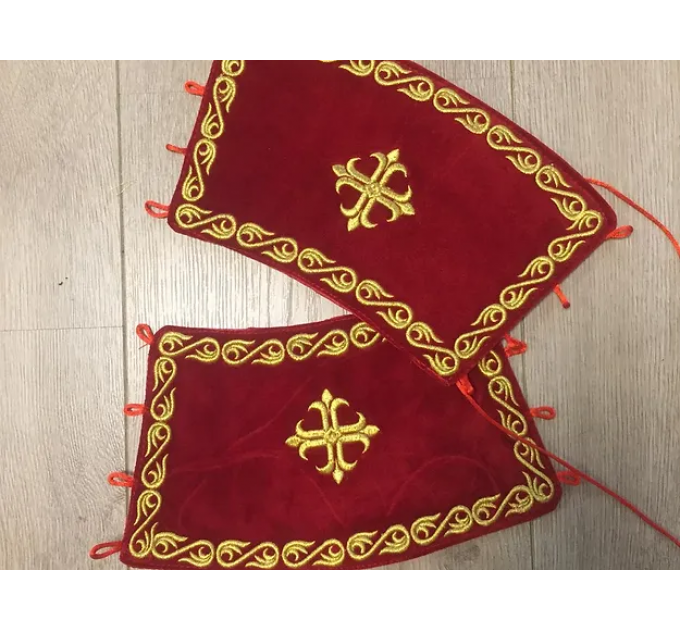 Combined velvet and brocade Deacon's vestments set - Deacon's alb - Orthodox