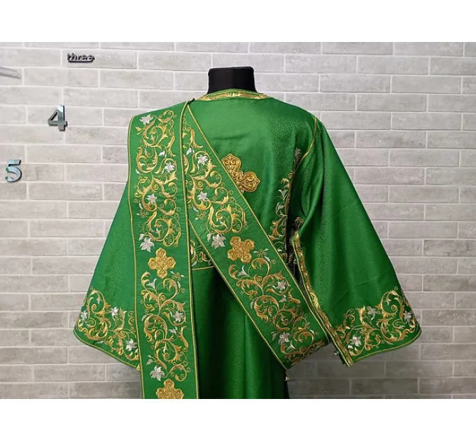 Green embroidered Deacon's vestments set - Deacon's alb - Orthodox Vestment