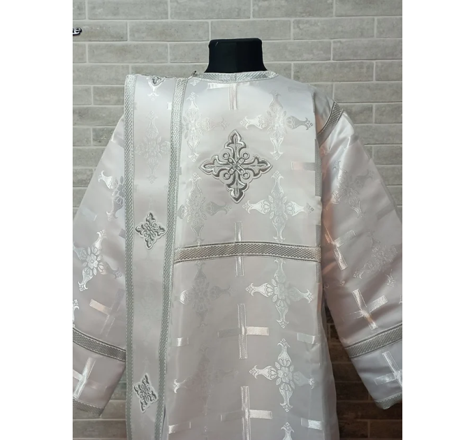 White/silver Deacon's sticharion - Yellow/maroon Orthodox Vestment - Deacons set