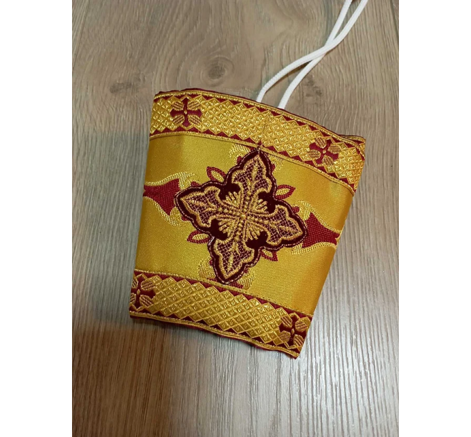 White/silver Deacon's sticharion - Yellow/maroon Orthodox Vestment - Deacons set