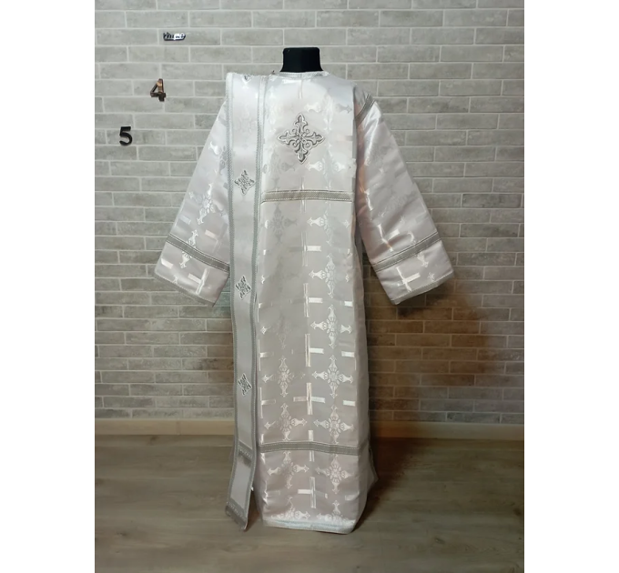 White/silver Deacon's sticharion - Yellow/maroon Orthodox Vestment - Deacons set