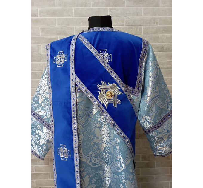 Combined velvet and brocade Protodeacon's sticharion with Double orar for deacon