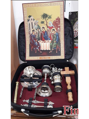 Liturgical travel communion set in silver color, priest's set for traveling, priests communion bowl