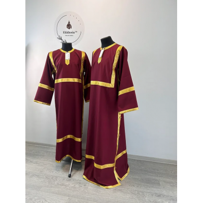 Burgundy Altar Server Reader Robe in gabardine - Stikharion - Surplice - Rochet