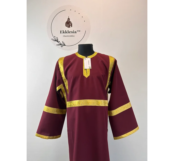 Burgundy Altar Server Reader Robe in gabardine - Stikharion - Surplice - Rochet