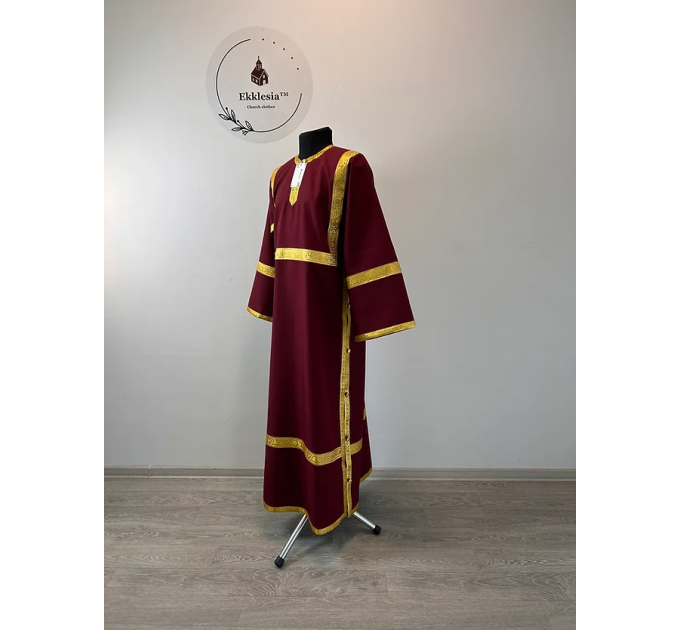 Burgundy Altar Server Reader Robe in gabardine - Stikharion - Surplice - Rochet