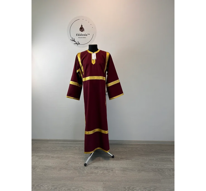 Burgundy Altar Server Reader Robe in gabardine - Stikharion - Surplice - Rochet