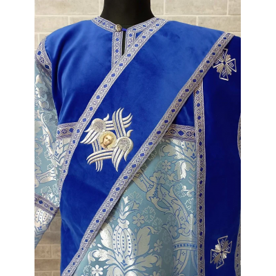 Combined velvet and brocade Protodeacon's sticharion with Double orar for deacon