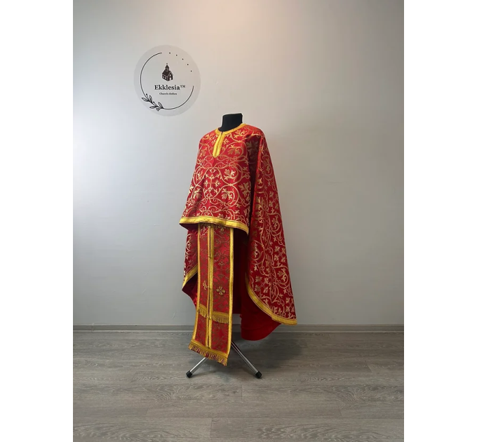 Metallic brocade vestment for priest - Liturgical orthodox priest vestment set