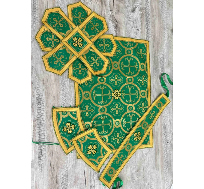 Church vestment with Holy Spirit icon - Greek style priest vestment on brocade