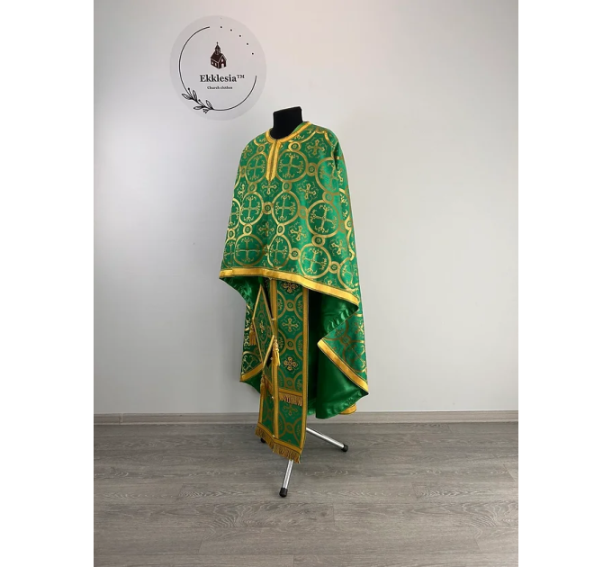 Church vestment with Holy Spirit icon - Greek style priest vestment on brocade