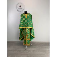 Church vestment with Holy Spirit icon - Greek style priest vestment on brocade