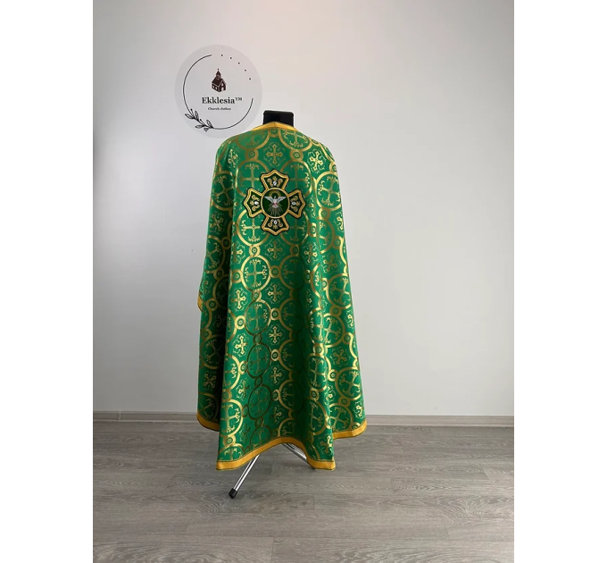 Church vestment with Holy Spirit icon - Greek style priest vestment on brocade