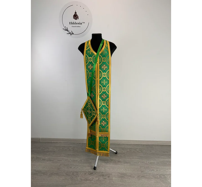 Church vestment with Holy Spirit icon - Greek style priest vestment on brocade