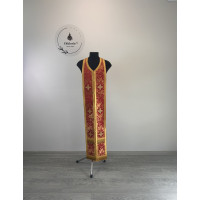 Orthodox stole and cuffs in Greek brocade - Yellow communion set for priests