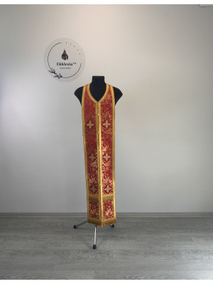 Orthodox stole and cuffs in Greek brocade - Yellow communion set for priests