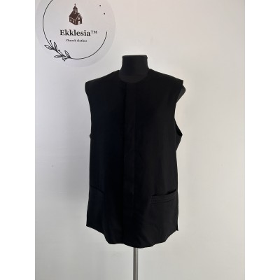 Embroidered vest in viscose - Black Waistcoat - Priest black vest no sleeves