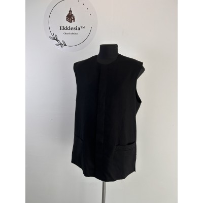 Embroidered vest in viscose - Black Waistcoat - Priest black vest no sleeves