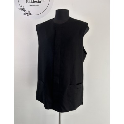 Embroidered vest in viscose - Black Waistcoat - Priest black vest no sleeves