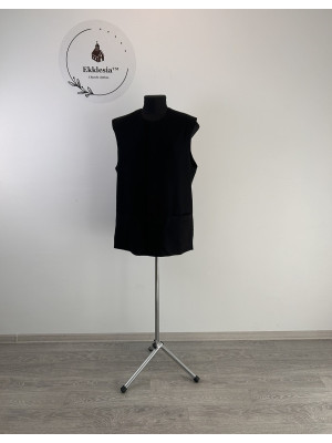 Embroidered vest in viscose - Black Waistcoat - Priest black vest no sleeves