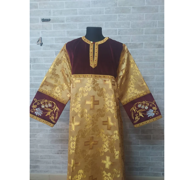 Combined velvet and brocade Protodeacon's sticharion with Double Greek orarion