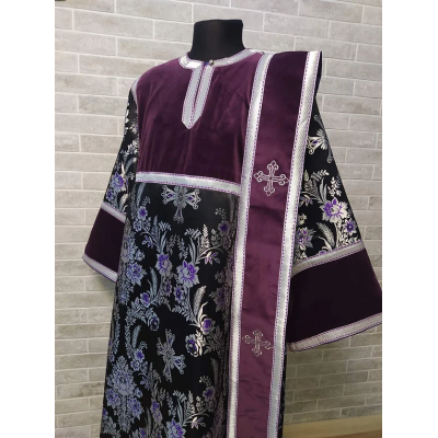 Combined velvet and brocade deacon's sticharion - Deacon's alb - Orthodox