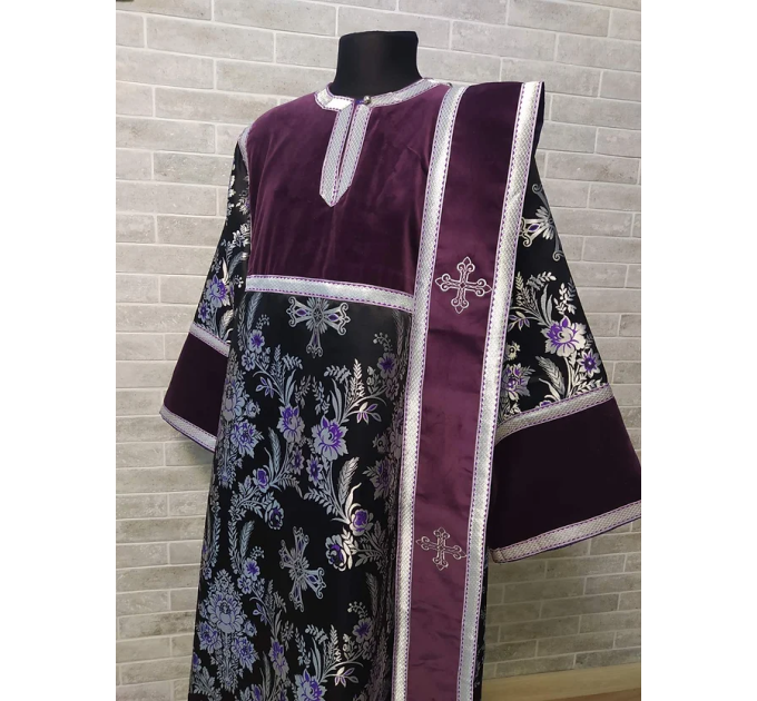 Combined velvet and brocade deacon's sticharion - Deacon's alb - Orthodox