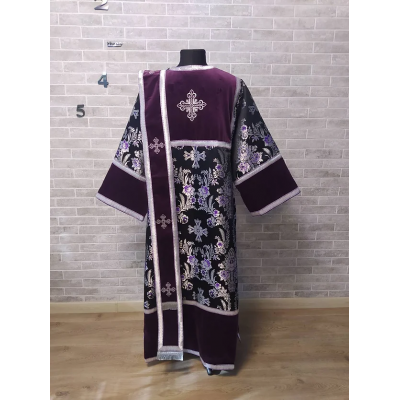 Combined velvet and brocade deacon's sticharion - Deacon's alb - Orthodox