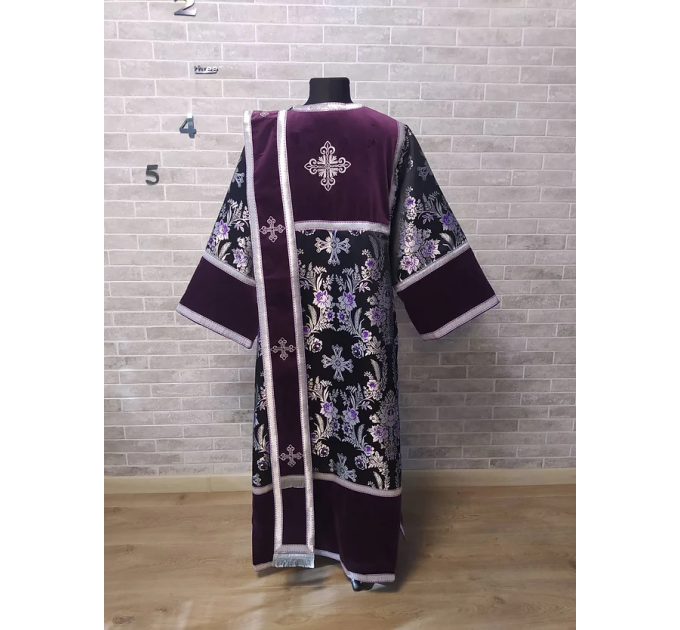 Combined velvet and brocade deacon's sticharion - Deacon's alb - Orthodox