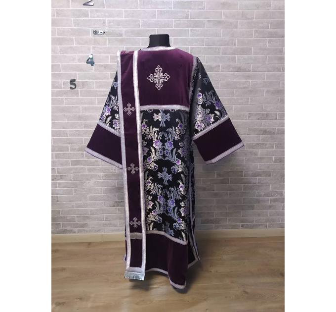 Combined velvet and brocade deacon's sticharion - Deacon's alb - Orthodox