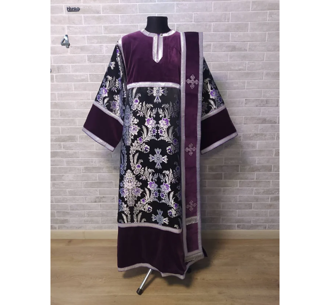 Combined velvet and brocade deacon's sticharion - Deacon's alb - Orthodox