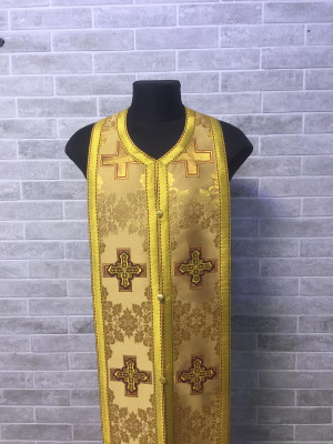 Bishop's Communion set in nonmetallic brocade - Bishop Stole and cuffs in brocade - Bishop set - Small omophorion - Epitrachilion and cuffs