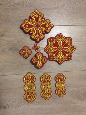 Full crosses set for bishop's vestment - Vestments bishop's crosses applications