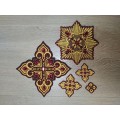 Set of 14 embroidered crosses with decorative stones