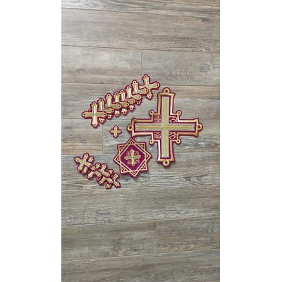 Orthodox Set of 17 embroidered crosses for Orthodox vestments sewing supplies