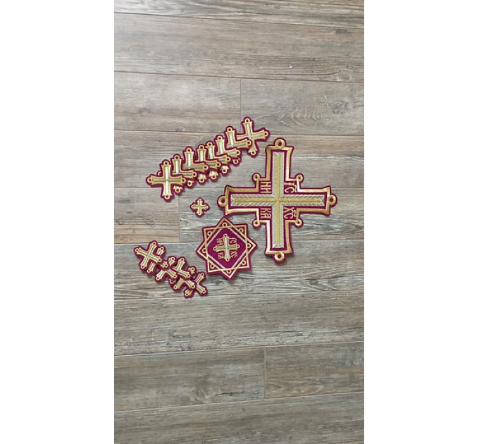 Orthodox Set of 17 embroidered crosses for Orthodox vestments sewing supplies