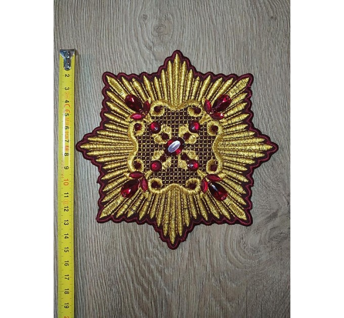 Set of 14 embroidered crosses with decorative stones