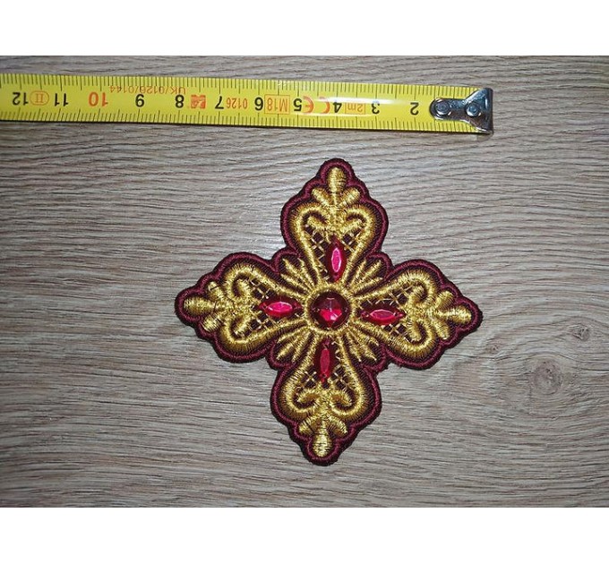 Set of 14 embroidered crosses with decorative stones