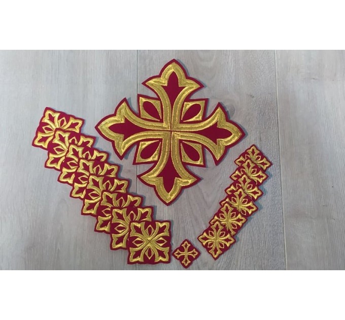 Orthodox Set of 16 embroidered crosses for Orthodox Greek style vestments