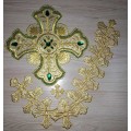 Set of 14 embroidered crosses for vestments with stones