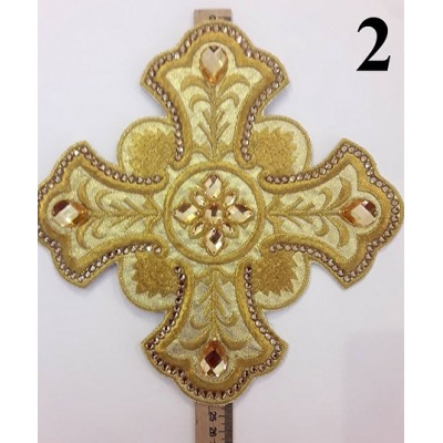 Set of 14 embroidered crosses for Priest's vestments in gold - 14 Crosses applique