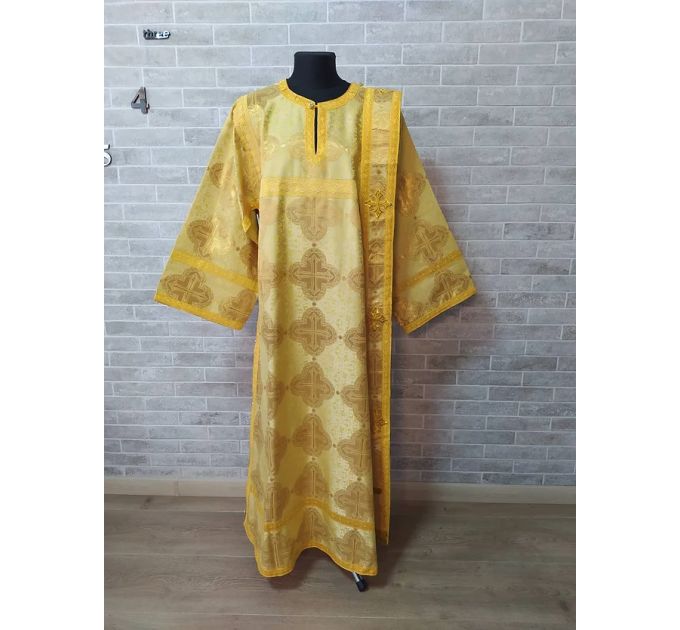 Deacon's yellow sticharion - Orthodox Vestment - Deacon's set garment- Stikhar