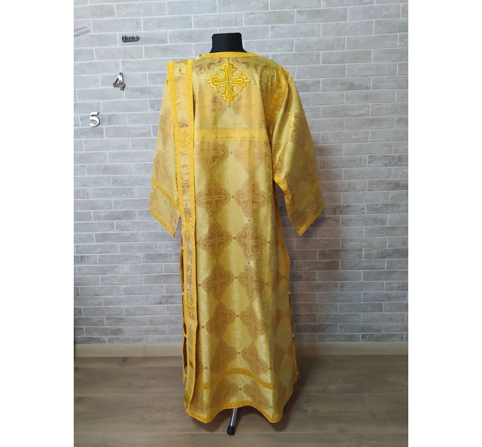 Deacon's yellow sticharion - Orthodox Vestment - Deacon's set garment- Stikhar