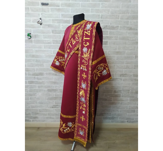 Embroidered Deacon's Vestment with Slavic double orar - Protodeacon's orarion