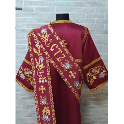 Embroidered Deacon's Vestment with Slavic double orar - Protodeacon's orarion